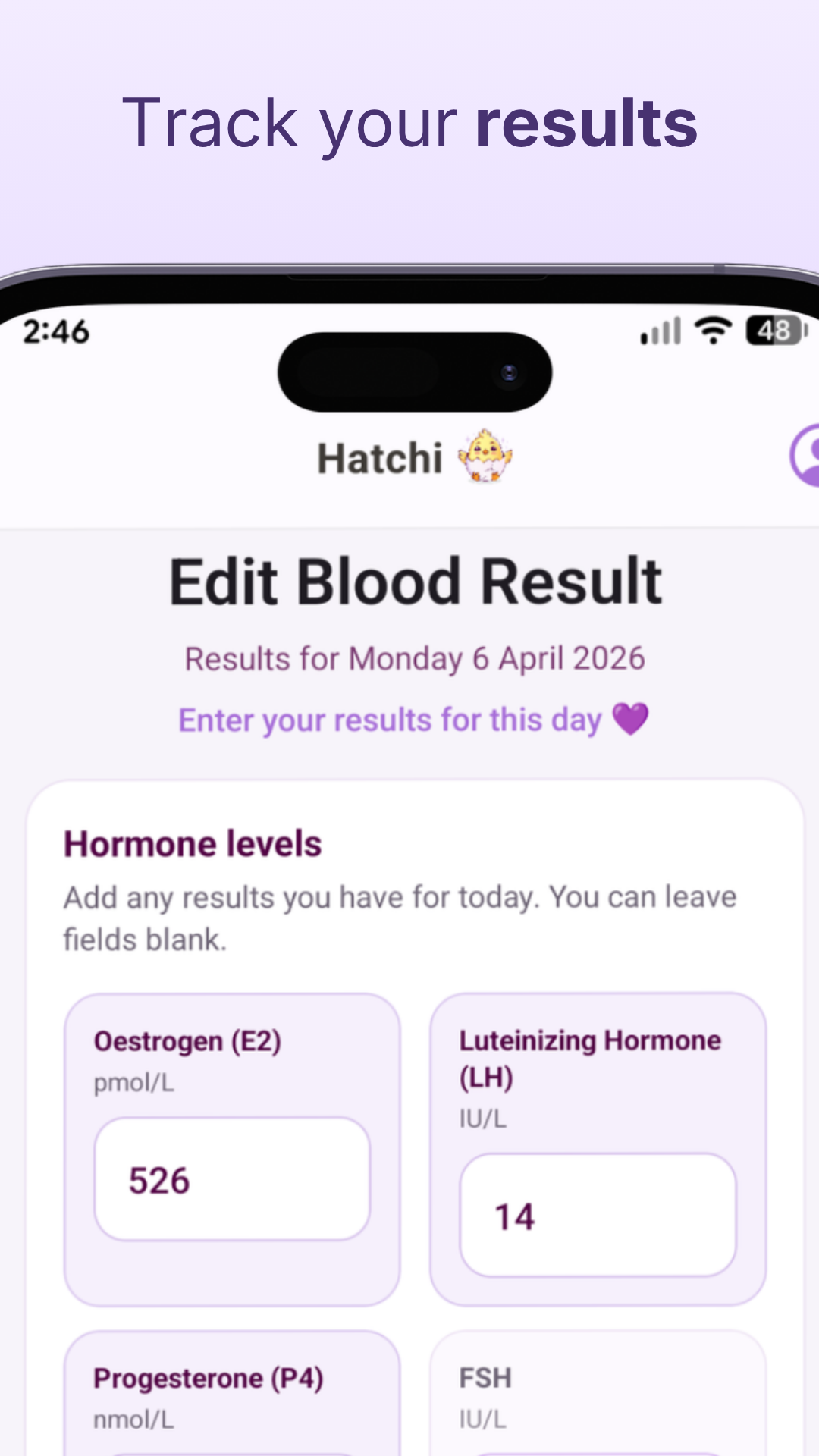 Blood results tracking